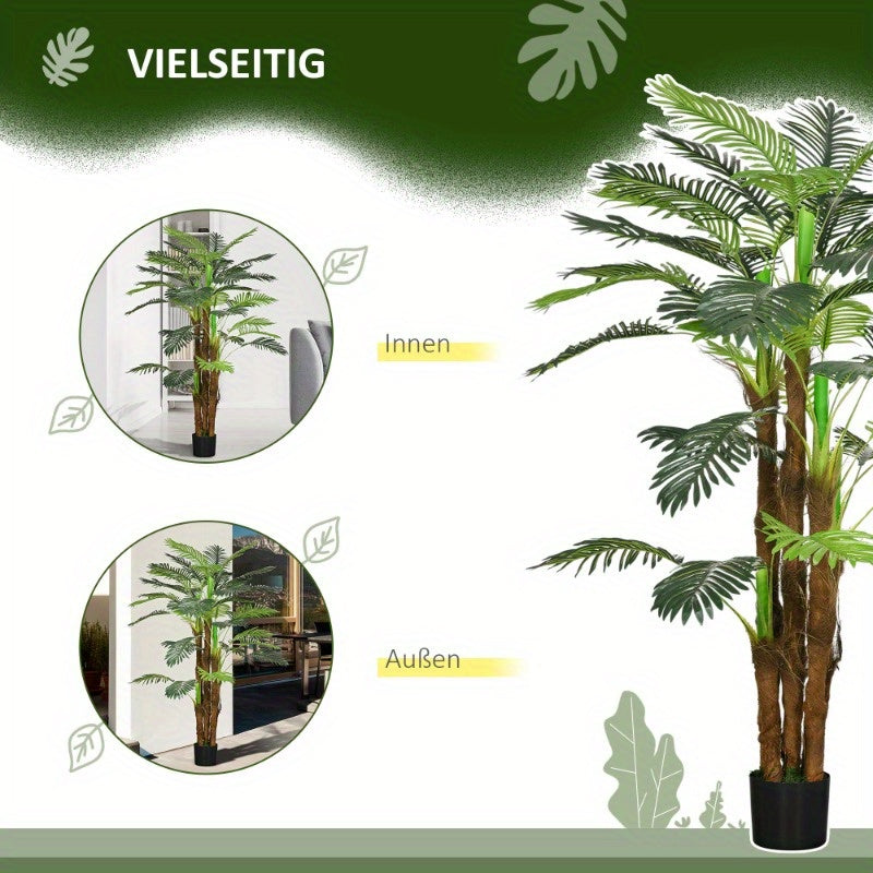 Kunstpalmboom Extra Groot – Nep Palmboom – Kunstplant Palm – Kunstboom – Kunstplant Palmboom – 160 cm Hoog – Stevige Metalen Pot
