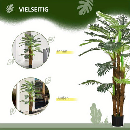 Kunstpalmboom Extra Groot – Nep Palmboom – Kunstplant Palm – Kunstboom – Kunstplant Palmboom – 160 cm Hoog – Stevige Metalen Pot