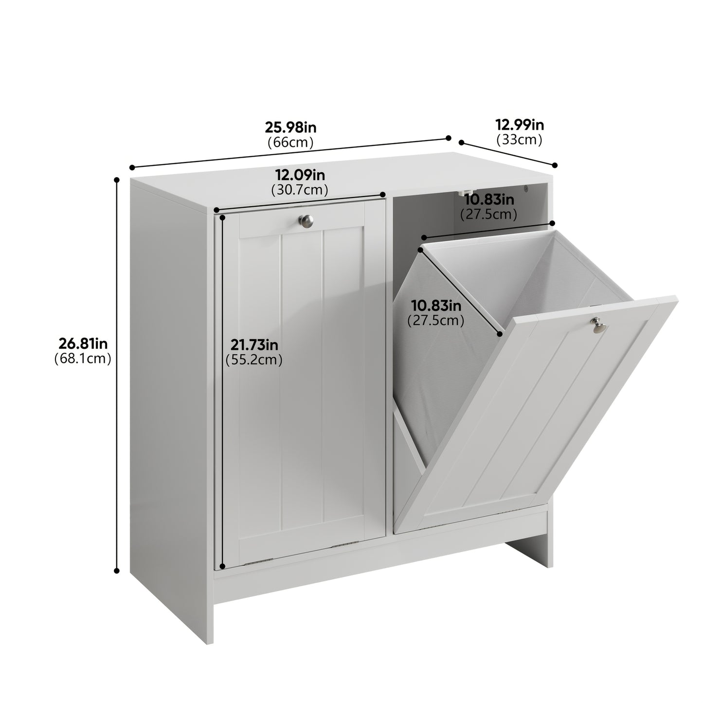White Metal Storage Cabinet with Tilting Mechanism & Detachable Laundry Basket - Freestanding Entryway Shelf Unit Suitable for, Bedroom, Apartment - Easy Assembly, Space-Saving Modern Furniture (3.2 Cu Ft Closed Storage)