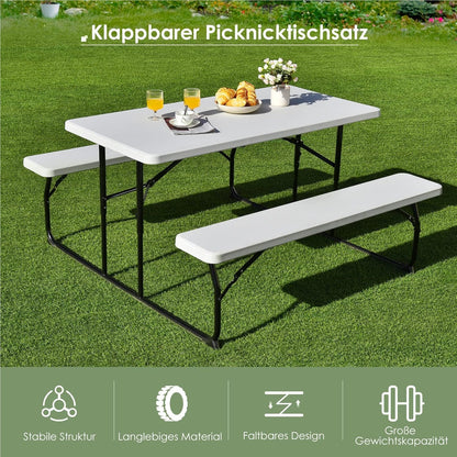 Campingtafel – Picknicktafel – Klaptafel – Vouwtafel – Kampeertafel – Inklapbaar – Ruim 136 cm – Weerbestendig Wit