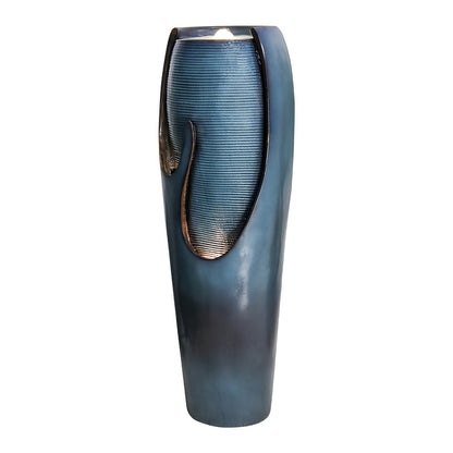 98cm Modern Elegant Glass Fountain with Soothing Water Flow - Blue-Green Indoor/Outdoor Water Feature for Home Garden, Patio, Office - Self-Contained Design, No Batteries/Electrical Connection, Durable & Low-Maintenance Decor