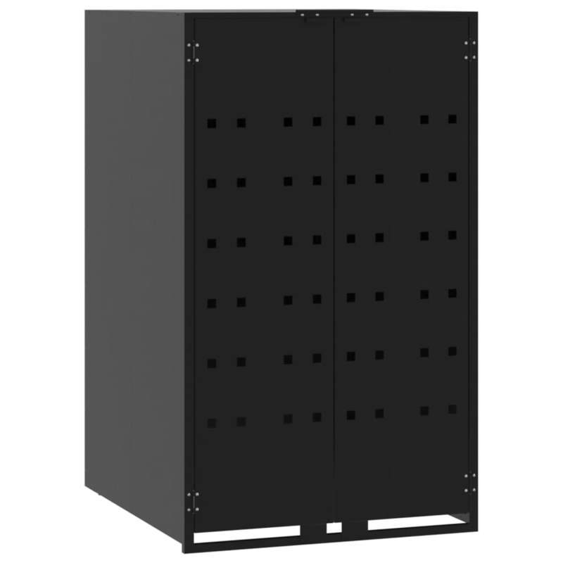Prullenbak – Afvalbak – Pedaalemmer – Afvalemmer – Vuilnisbak – Stalen Deksel – Dubbel Met Wielen – 138x79x117 cm – Duurzaam Zwart