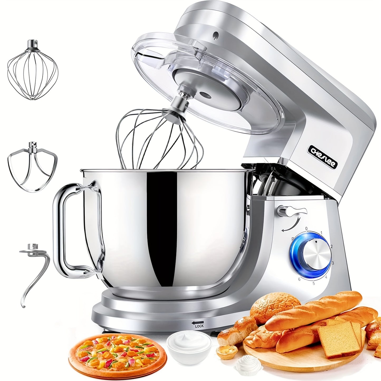 Standmixer – Keukenmixer – Deegmixer – Foodprocessor – Mixer – Zilverkleurig – 1800W Krachtige Motor – 7,2 Liter Mengkom