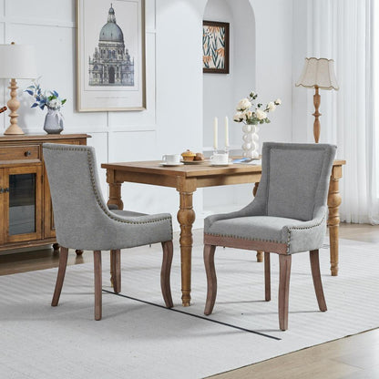 Eetkamerstoel – Stoel Met Armleuning – Diningsstoel – Retro Stoel – Armstoel – Grijs Chenille – Extra Brede Armleuningen – Dikke Gevoerde Zitkussens