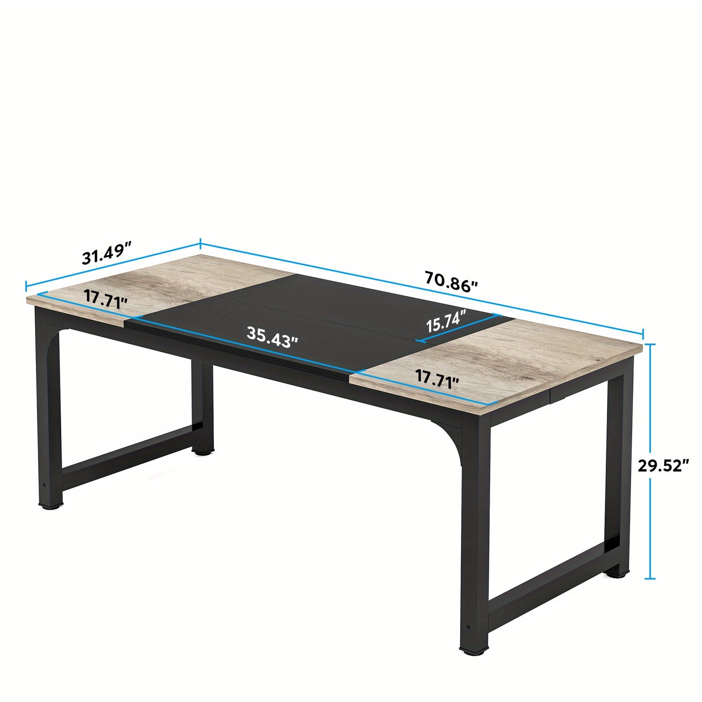 Bureau – Werkplek – Studietafel – Tafel – Industrieel Design – Extra Groot 180x80 cm – Stevig Metaal & Kunsthout – Geschikt Voor 6-8 Personen