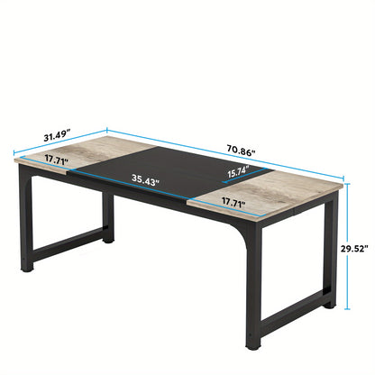 Bureau – Werkplek – Studietafel – Tafel – Industrieel Design – Extra Groot 180x80 cm – Stevig Metaal & Kunsthout – Geschikt Voor 6-8 Personen