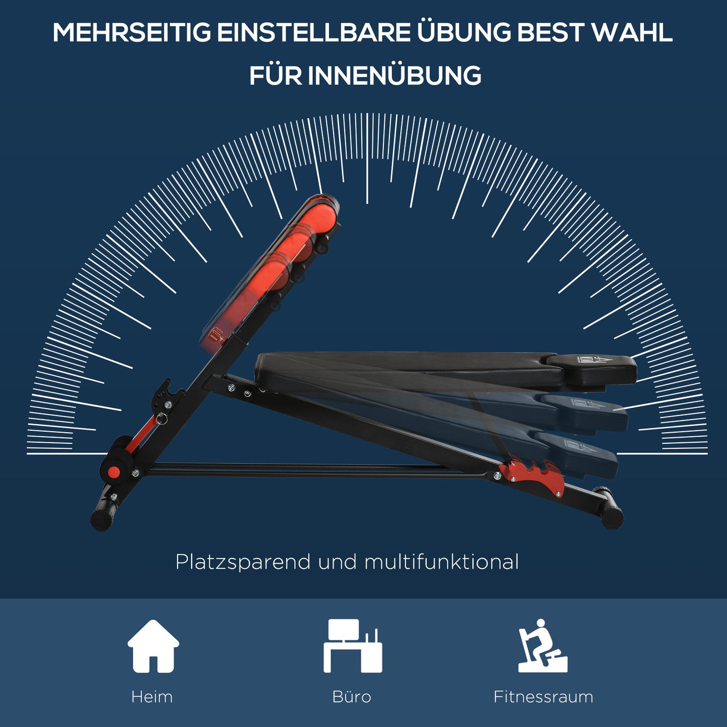 Verstelbare Fitnessbank – Multifunctionele Trainingsbank – Gewichtbank – Buikspierbank – Home Gym Bank – Zwart Rood – Stalen Frame – 7-Voudig Verstelbaar