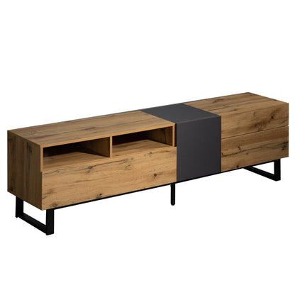 Tv-meubel – TV-kast – TV-dressoir – Media Meubel – Lowboard – Modern Design – 180x38x50 cm – Houtlook & Metalen Frame