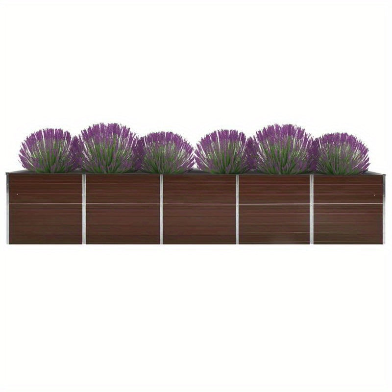 [Garden Gardening] Modern Galvanized Steel Raised Planter, 400x80x77cm, Weather-Resistant Outdoor Floor Mount with Multiple Components for Garden, Patio, Terrace, Outdoor Planters for Patio Extra Large