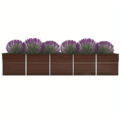 [Garden Gardening] Modern Galvanized Steel Raised Planter, 400x80x77cm, Weather-Resistant Outdoor Floor Mount with Multiple Components for Garden, Patio, Terrace, Outdoor Planters for Patio Extra Large