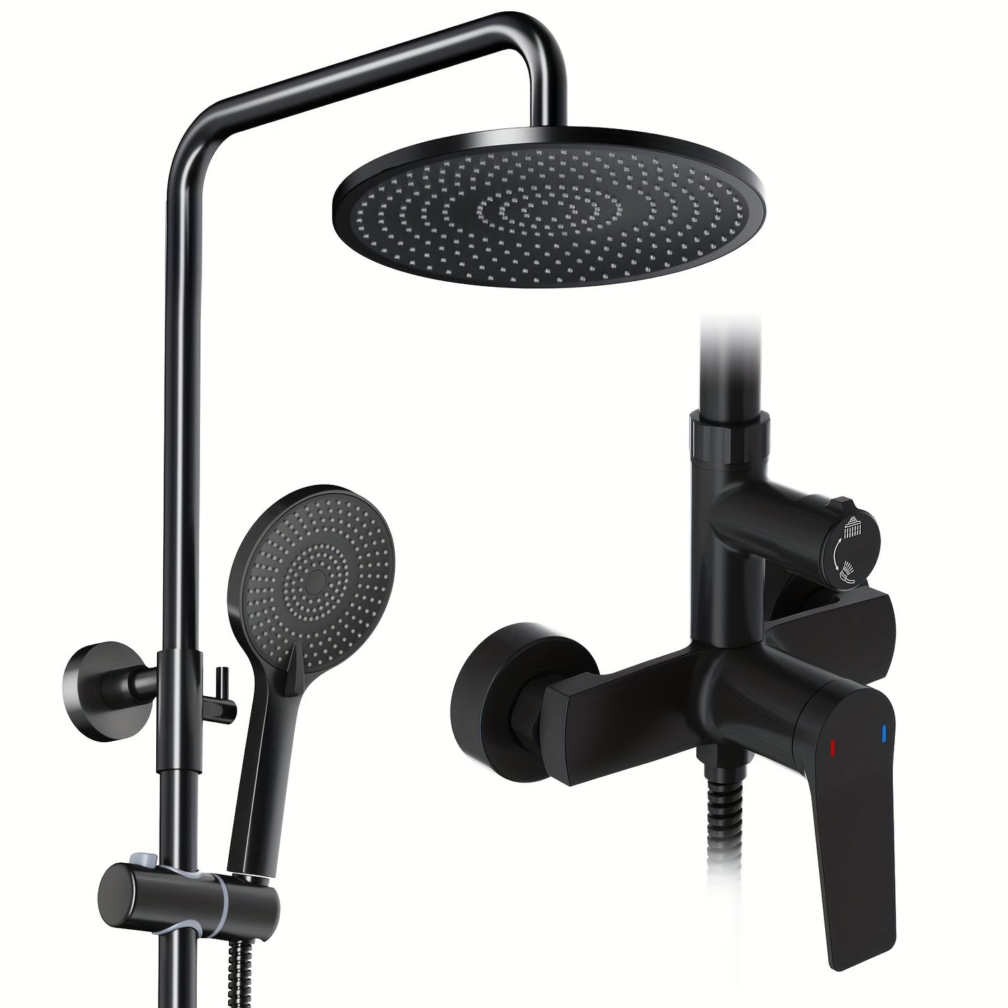 Matte Zwarte Doucheset – Regendouche – Douchekraan – Douchekop – Douche Inbouw – 25 cm Regendouche – Hoogwaardig Messing