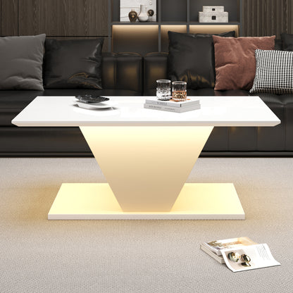 Salontafel – Koffietafel – Bijzettafel – Sofa tafel – Woonkamertafel – Wit – V-vormig Design – Compact 100x50x46 cm