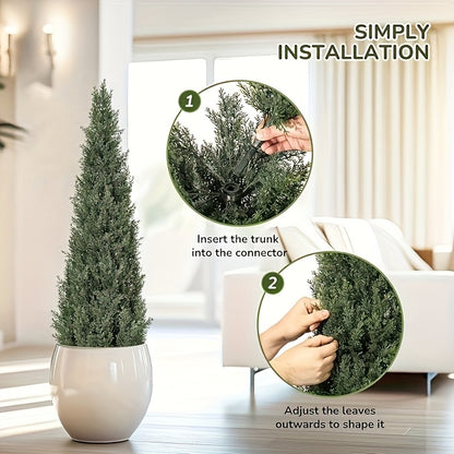 Kunstcipres – Kunstplanten – Nepbomen – Kunstbomen – Cipresbomen – Set Van 2 – 152,4 cm Hoog – UV Bestendig – Onderhoudsvrij