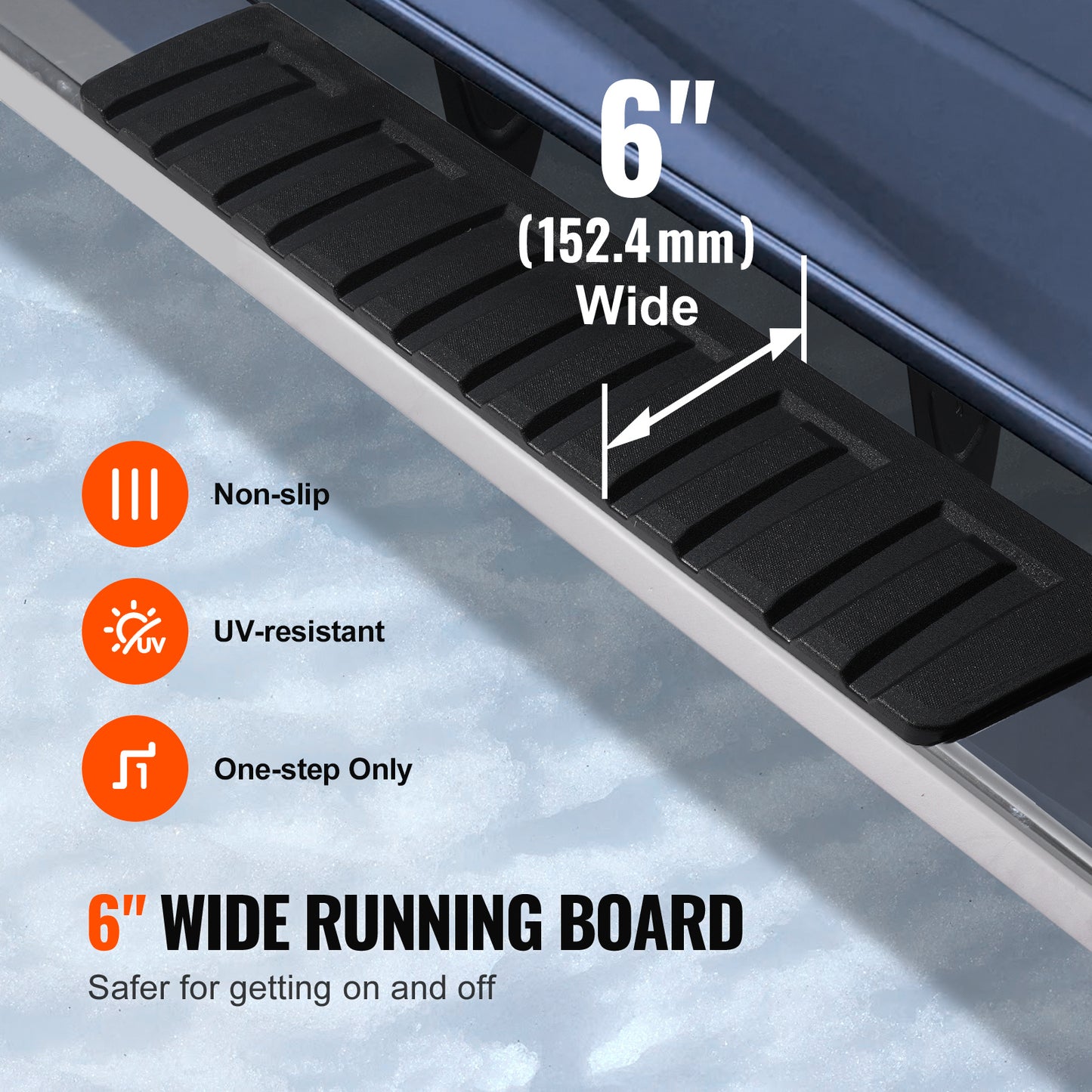 Sidebars – Zijstappen – Loopplanken – Trede – Side Steps – Roestvrij Staal – 227 kg Draagvermogen – Anti-slip Brede Treden