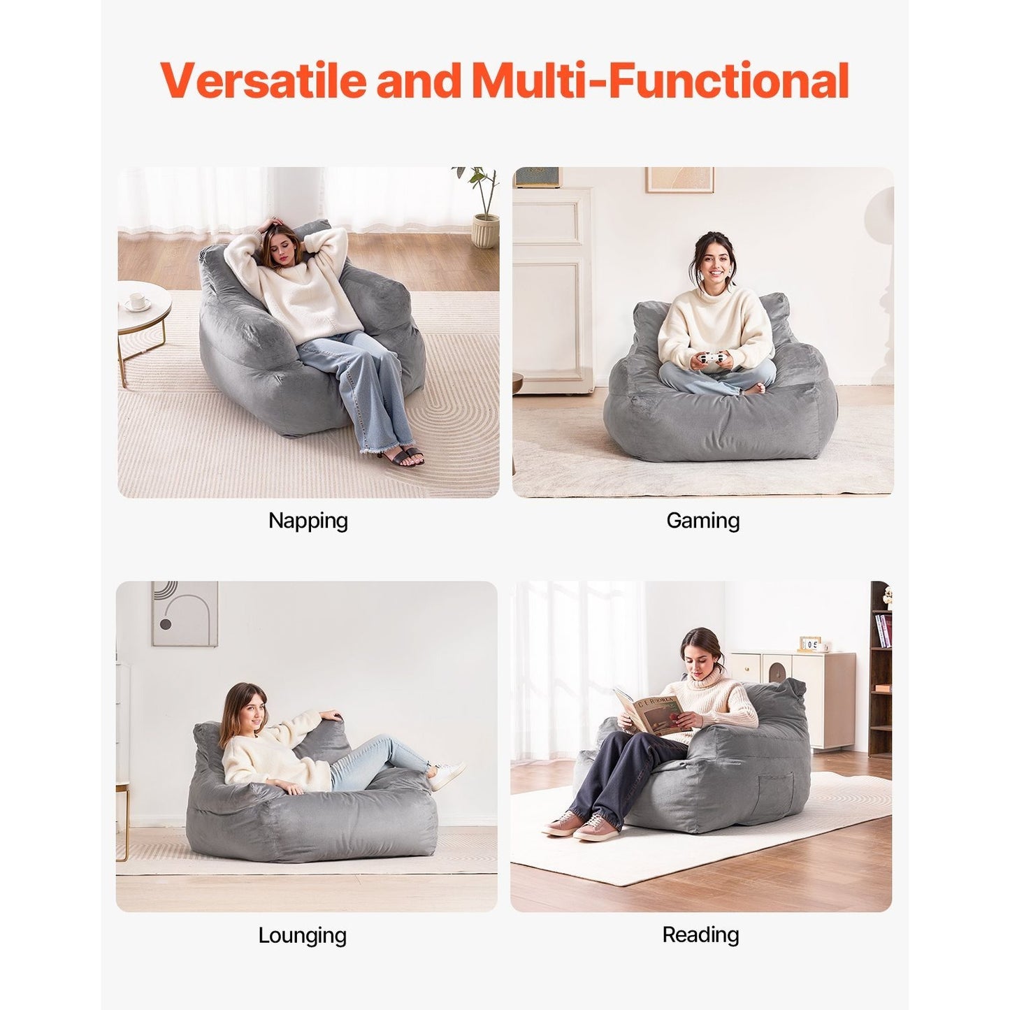 Zitzak – Beanbag – Loungestoel – Fauteuil – Relaxstoel – Met Armleuningen – Hoogwaardig Polyester – Hoog-Densiteit Memory Foam