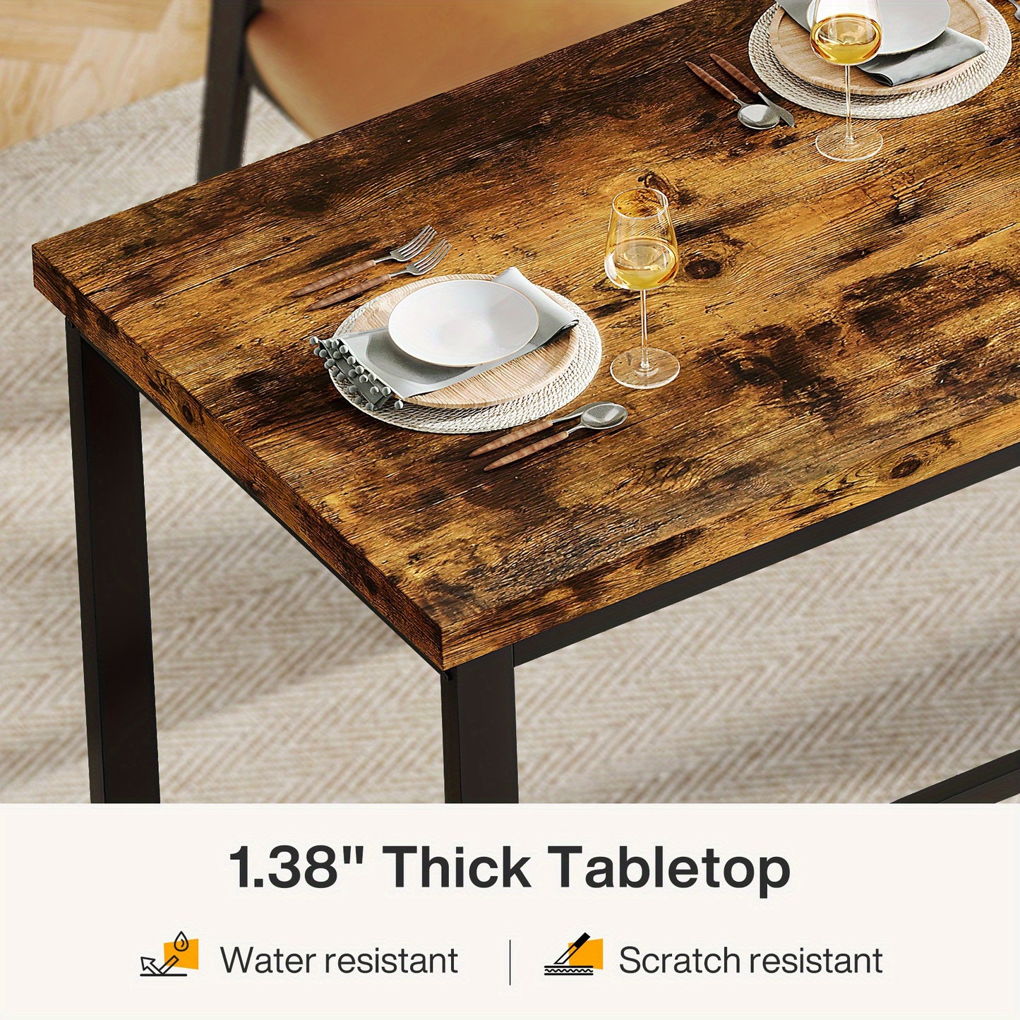 Studietafel – Bureau – Computertafel – Werkplek – Thuiswerkplek – Extra Lang 199,9 cm – Dubbele Werkruimte voor 2 Personen – Hout Zwart en Bruin