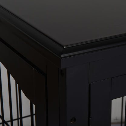 Hondenbench – Hondenkooi – Hondenhok – Hondenren – Hondenbench Zwart – MDF E1-klasse – 3 Slotbare Deuren – Geschikt Tot 30 Kg – 81x58x66 cm