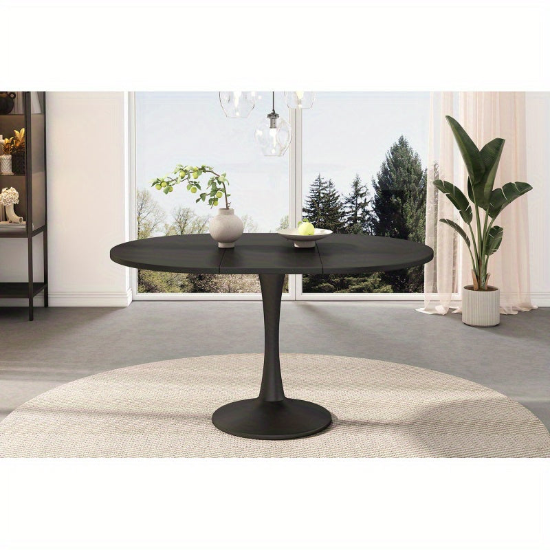Uitbreidbare Ovale Tafel – Eettafel – Koffietafel – Werktafel – Tafeltje – Zwart MDF – 100-140 cm Lengte – Stevig Tot 100 kg