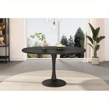 Uitbreidbare Ovale Tafel – Eettafel – Koffietafel – Werktafel – Tafeltje – Zwart MDF – 100-140 cm Lengte – Stevig Tot 100 kg