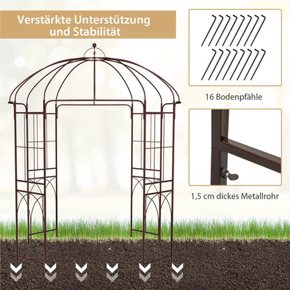 Metaal Boog – Tuinboog – Klimrek – Rozenboog – Tuintoren – Grote Oppervlakte 211x211x256 cm – Roestbestendig Bronzen Frame