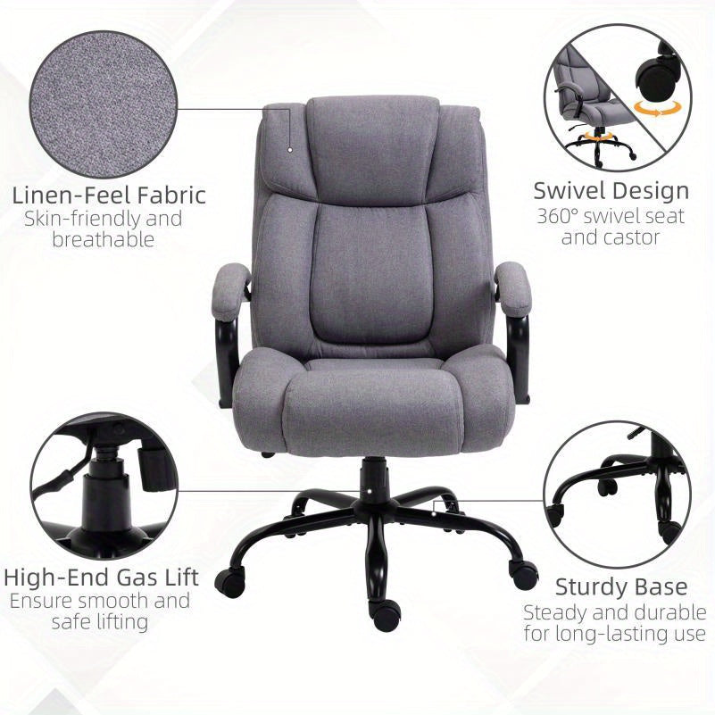 Ergonomische Bureaustoel – Comfortabele Kantoorstoel – Draaistoel – Bureaustoel Met Armleuningen – Zware Last Stoel – 220 kg Draagkracht – Aluminium Frame