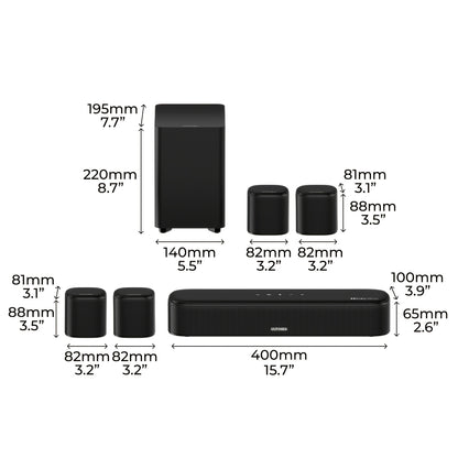 Soundbar – Tv Soundbar – Sound Bar Voor Smart TV – Sound Bar Voor Pc – Soundbars Voor Tv – 7.1 Surround Met Dolby Atmos – Draadloze Achterluidsprekers & Bedrade Subwoofer