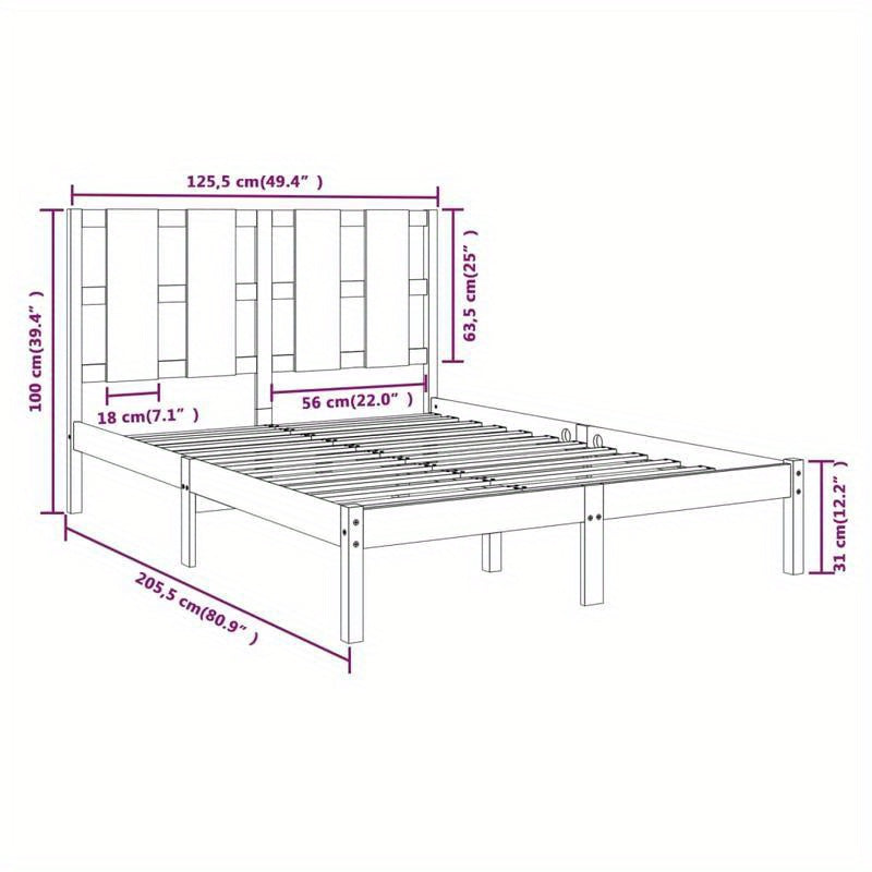 Modern Minimalist Bed Frame without Mattress - Heavy-Duty Pine Wood Platform Bed, Easy Assembly Tool-Free Setup, Fits Standard Mattresses, for Small Spaces & Contemporary Bedrooms - Durable Furniture, Clean Line Design, Space