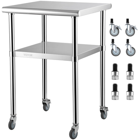 Werktafel – Werkbank – Werkbanktafel – Werkbank Metaal – RVS Werktafel – Roestvrij Staal – Verstelbaar Onderschap – Max. Belastbaarheid 272 kg