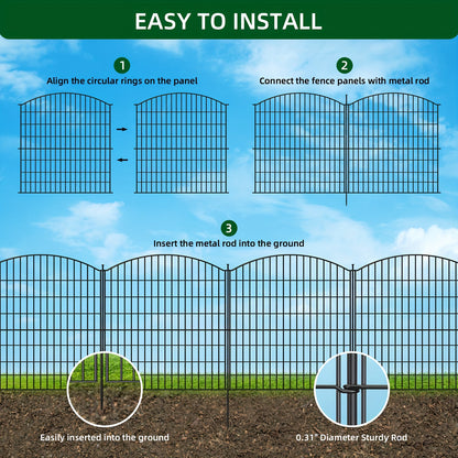 Metalen Tuinafscheiding – Tuinhek – Dierenren – Kippenren – Borderafscheiding – 15 Panelen Met Toegangspoort – Roestvrij Staal & Weerbestendig – Eenvoudige Montage & Duurzaam Design