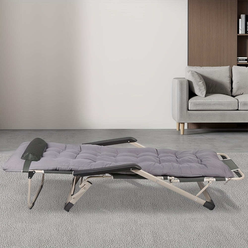 Tuin- en Ligstoel – Comfortabele Loungestoel met Dikke Zitting – Ideaal voor Tuin, Balkon, Zwembad of Strand – Grijs