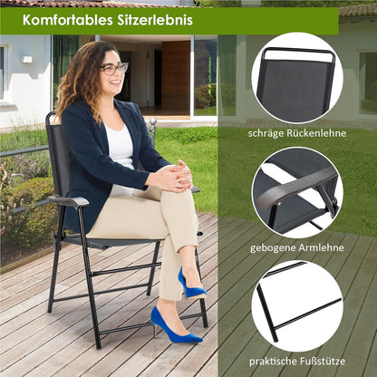 Tuinstoelen – Inklapbare Stoelen – Balkonstoelen – Tuinstoel Set – Campingstoelen – Stevig Metalen Frame – Ademend en Lichtgewicht Textiel