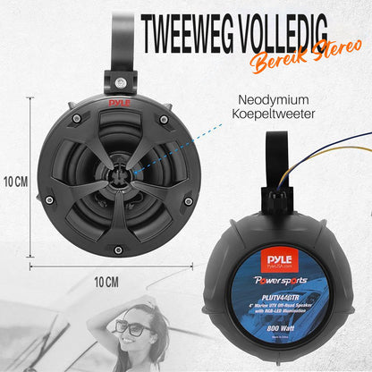 Off-Road Speakers – Mud Speakers – Waterproof Speakers – Marine Speakers – Outdoor Audio Speakers – 800W Krachtige Output – Inclusief LED Verlichting en Afstandsbediening