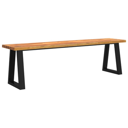 Hoekbank Zithoek Loungeset Bankcombinatie Eettafelset – 160 cm Acaciahout – Natuurlijke Rand – Stabiel Gepoedercoat Stalen Frame