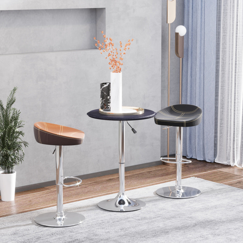Bartafel – Barkruktafel – Sta-tafel – Hoge tafel – Verstelbare bartafel – Zwart – Verstelbare hoogte 63-93 cm – Waterafstotend faux leren blad