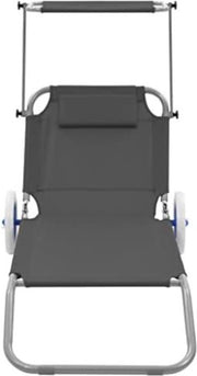 Strandstoel Inklapbaar - Strandstoel Opvouwbaar - Strandstoel Volwassenen - Strandstoel Verstelbaar - Strandstoel Met Wielen - Grijs