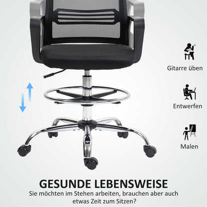 Bureaustoel – Bureaustoel Met Wielen – Bureaustoel Verstelbaar – Bureaustoel Draaibaar – Bureaustoel Hoogte Verstelbaar – Zwart – Ergonomisch Comfort – Stevig Duurzaam Frame