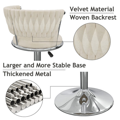 Barstoel – Barkruk – Barstoel Kruk – Keukenstoel – Barkrukken Set Van 2 – Verstelbare Zithoogte 80-100 cm – 360° Draaibaar Met Hoge Rugleuning – Fluweelstof – Comfortabel & Stijlvol