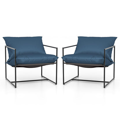 Slingstoel – Lounge Stoel – Accentstoel – Strandstoel – Klapstoel – Set Van 2 – Met Metalen Frame – Ademend Stoffen Zitvlak