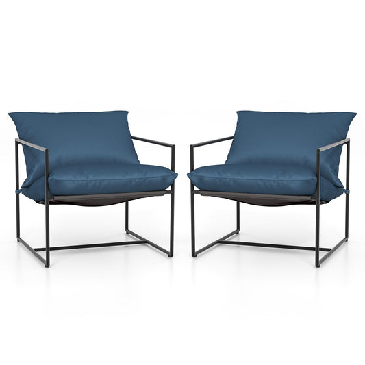 Slingstoel – Lounge Stoel – Accentstoel – Strandstoel – Klapstoel – Set Van 2 – Met Metalen Frame – Ademend Stoffen Zitvlak