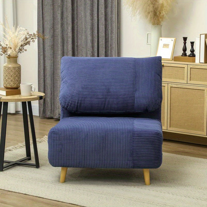Slaapbank – Slaapfauteuil – Logeerbed – Zetelbed – Fauteuil – Verstelbare Rugleuning – Inklapbare Matras – 82x89x83 cm – Blauw