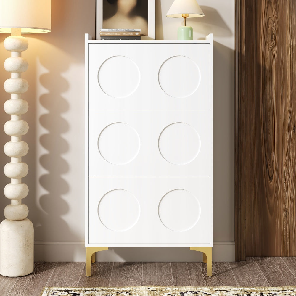Schoenenkast – Schoenenrek – Schoenenopberger – Schoenenbank – Schoenenkastje – 3 Niveaus – Duurzame Metalen Constructie – Wit – Ruimtebesparend Verticaal Design