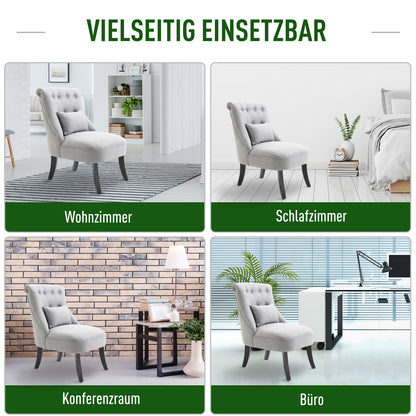 Fauteuil – Relaxstoel – Leunstoel – Zitstoel – Tv-stoel – Met Rugkussen – Linnen Bekleding – Compact 52,5x69x77 cm
