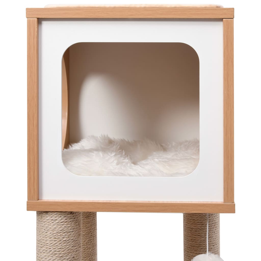 Krabpaal – Krabmeubel – Kattenboom – Kattenhuis – Kattenmeubel – MDF Met Sisal Krabmat – 90 cm Hoog – Uitneembaar Wasbaar Kussen