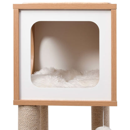 Krabpaal – Krabmeubel – Kattenboom – Kattenhuis – Kattenmeubel – MDF Met Sisal Krabmat – 90 cm Hoog – Uitneembaar Wasbaar Kussen