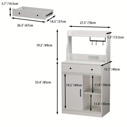 Keukenkast – Opbergkast – Buffetkast – Keukenmeubel – Keukenonderkast – Verstelbare Planken – Kras- en Slijtvast Kunststof – Modern Wit – 70x40x134 cm