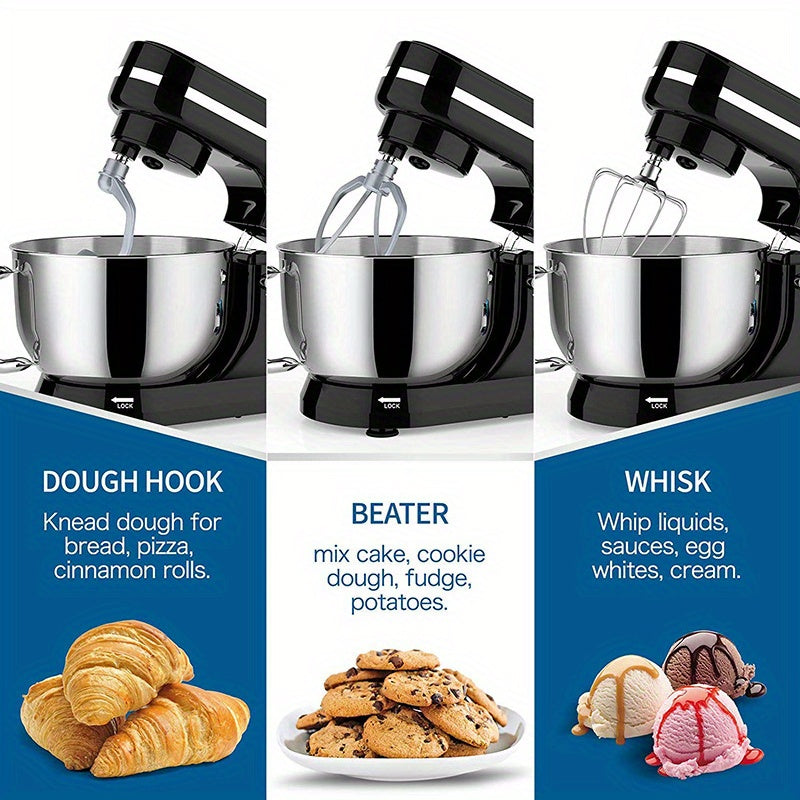 Elektrische Standmixer – Keukenmixer – Deegmixer – Mengmachine – Bakmixer – Zwart – 4,2 Liter Mengkom – 6 Snelheidsstanden Met Kantelbaar Kopstuk En Vergrendeling