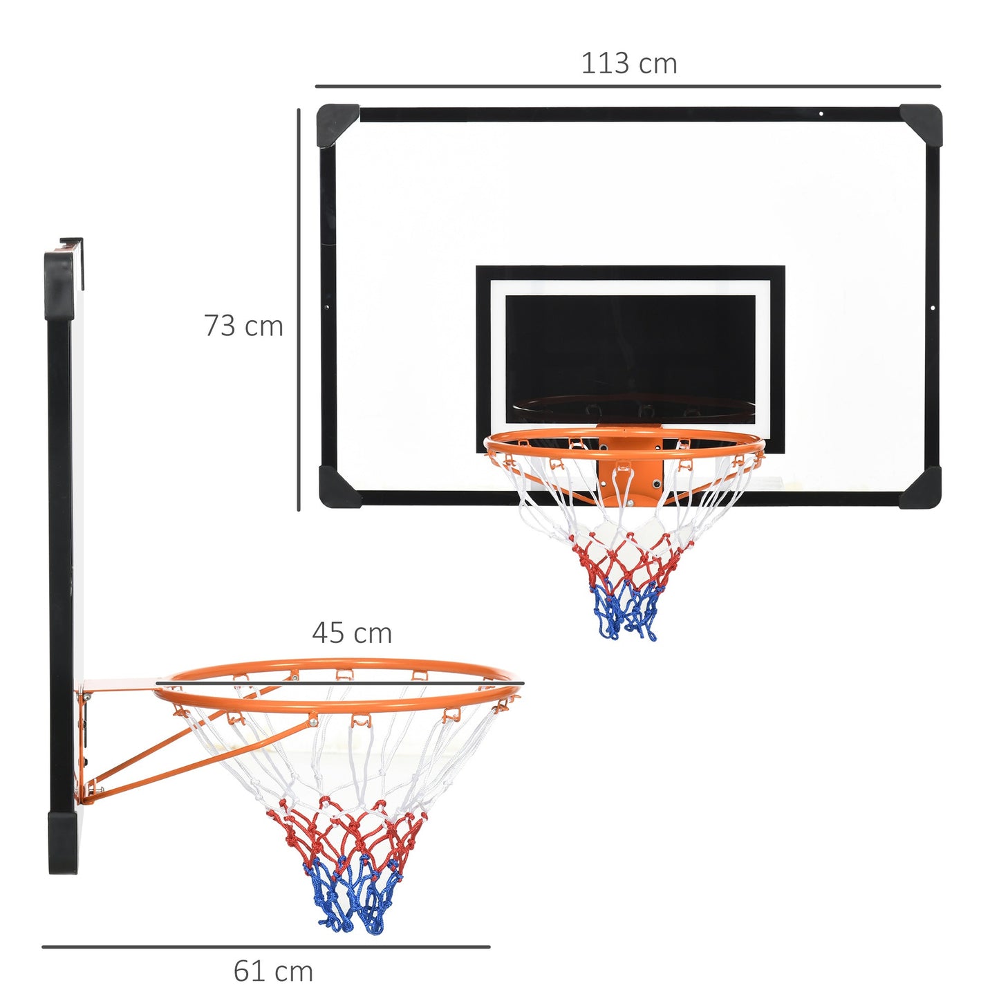 Basketbalring – Basketbalbord – Basketbalset – Basketbaldoel – Basketbalnet – Muurbevestigd – Verstelbare Hoogte – Weerbestendig Stalen Frame