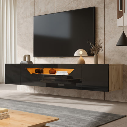 TV-Stand – TV-Meubel – Media Console – Entertainment Unit – TV-Kast – Mat Zwart – Geschikt voor TV’s tot 75 Inch – Extra Lang 180 cm