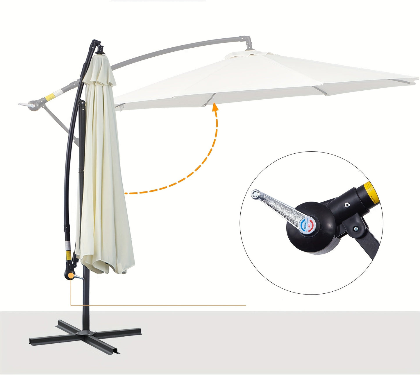 Zweefparasol – Hangparasol – Tuinparasol – Balkonparasol – Vrijhangende Parasol – Verstelbare Hoogte – Stalen Boogpaal – Wit Rechthoekig 300 cm