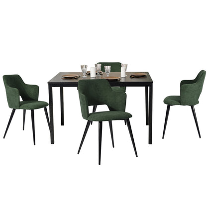 Eettafelset – Uitschuifbare Tafel – Diningset – Tafel Met Stoelen – Zwarte + Groene Kleur – Stevig Stalen Frame – Comfortabele Stoelen